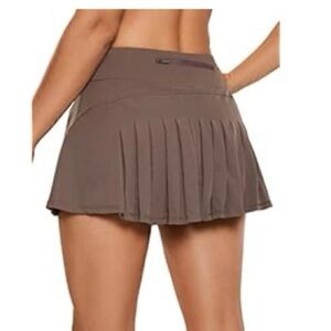 Brown Pleated Mini Skirt